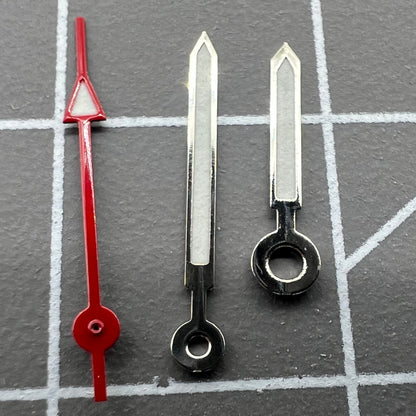 Red and green luminous watch hands set, compatible with Miyota 2035, 2115, 2105, 2305 movements.