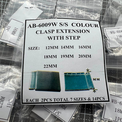 Silver watch strap extenders set with clasps, ensuring adjustable fit for multiple watch bracelets.