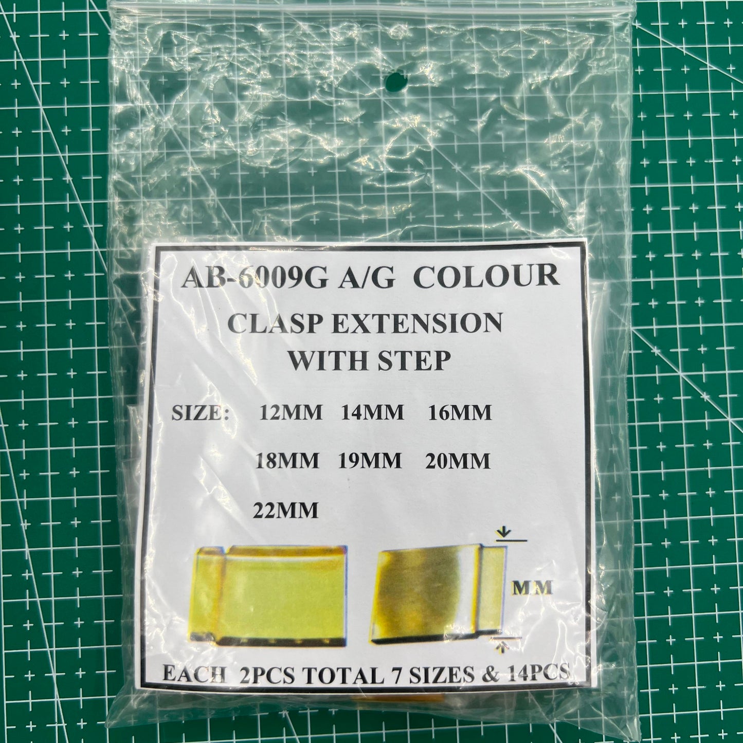 14-piece golden watch strap extender links set for adjustable bracelet length, compatible with popular watch brands.
