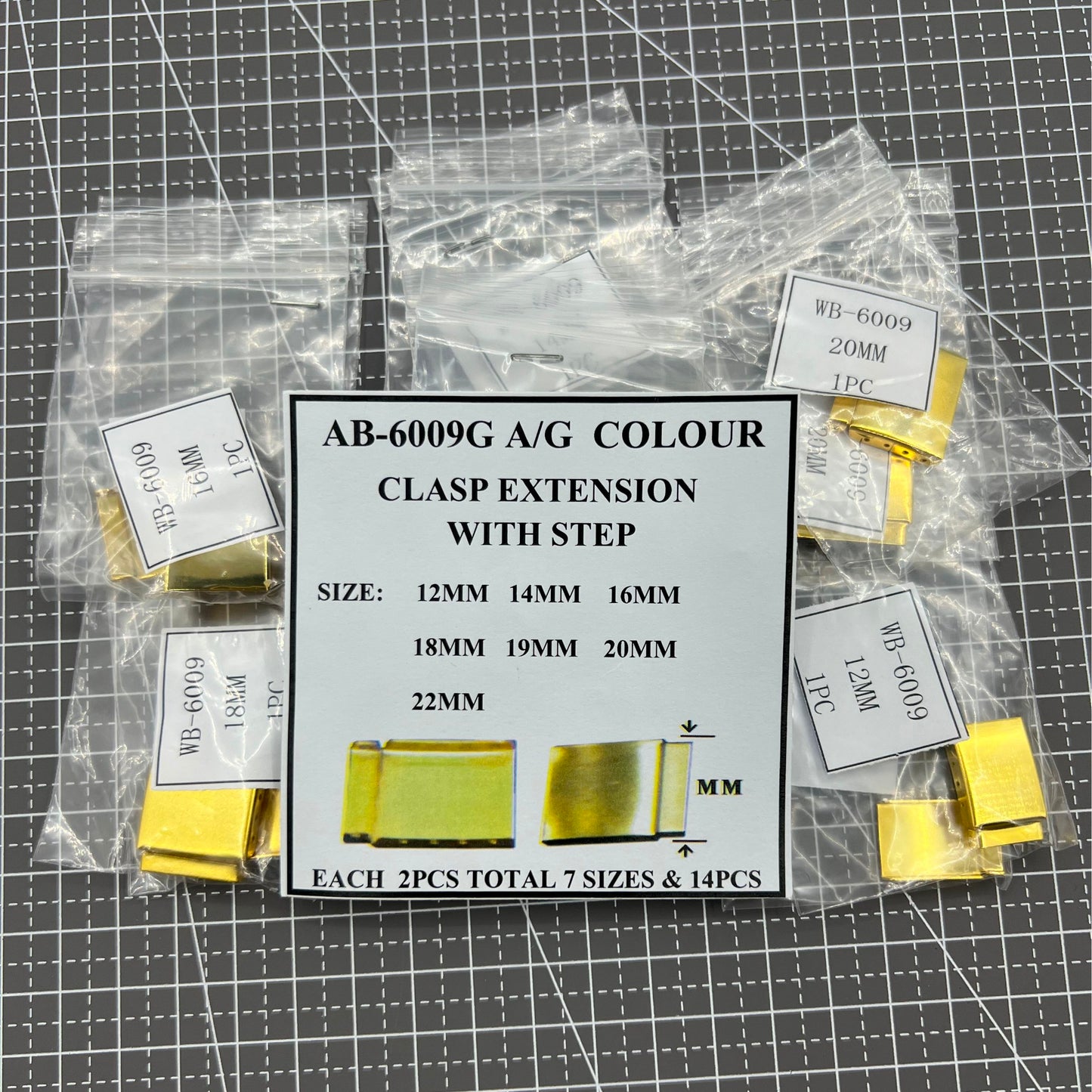 14PCS golden watch strap extenders with clasps, adjustable bracelet links for perfect fit