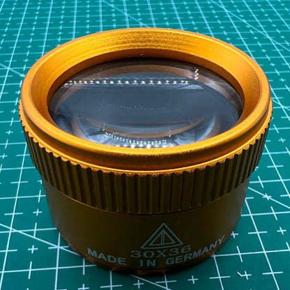 Loupe grossissante 30x en or fabriquée en Allemagne pour la réparation de montres, bijoux et outils d'horlogerie