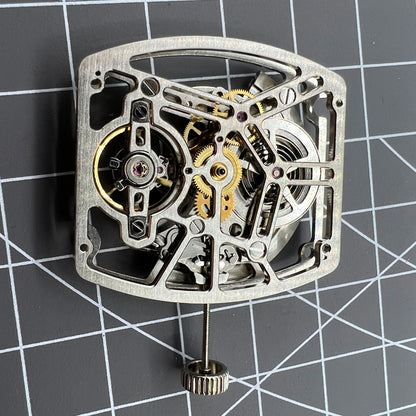 Mouvement mécanique automatique en forme de tonneau argenté HZ1C01A, fabriqué en Asie