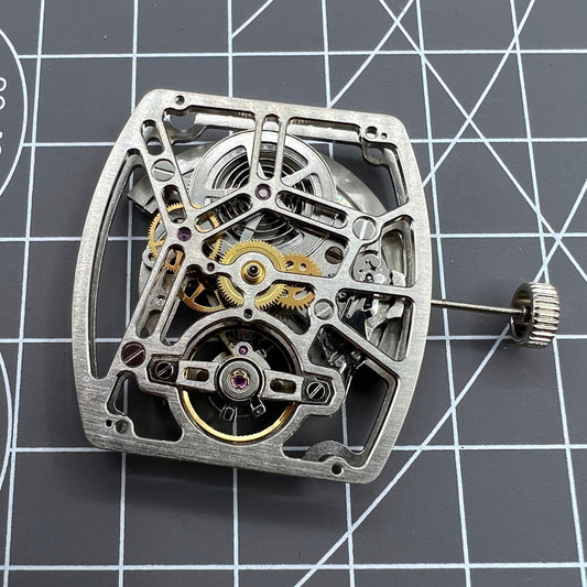 Mouvement mécanique automatique en forme de tonneau argenté HZ1C01A, fabriqué en Asie
