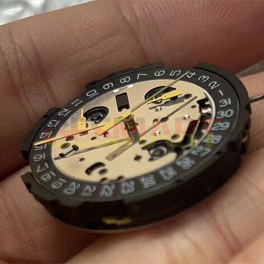 Montre à quartz <tc>ETA</tc> G10.212 originale à cadran noir, mouvement suisse, date à 3/4/6