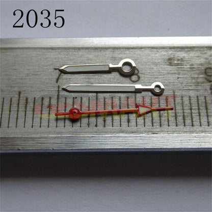 Red second and green luminous watch hands set for Miyota 2035, 2115, 2105, 2305 movements.