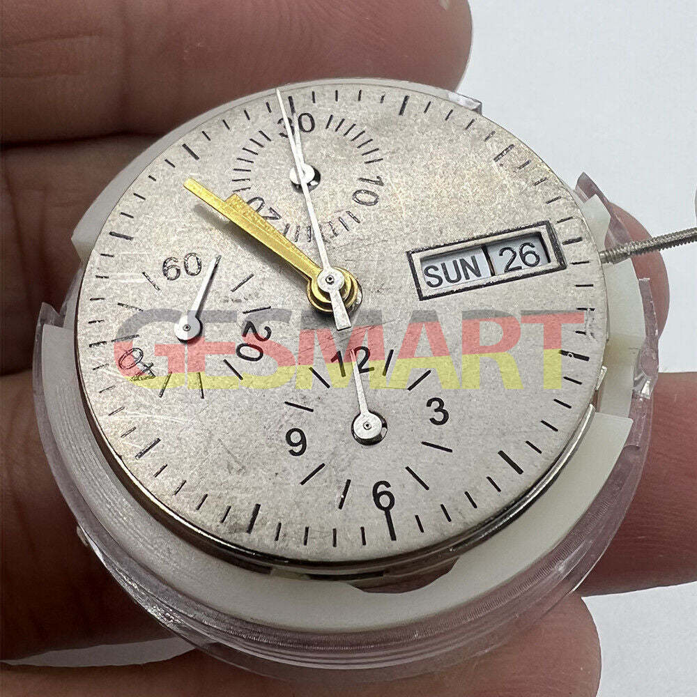 New China SHANGHAI 7750 watch accessory with automatic mechanical movement, day-date display, small second at 9 o'clock