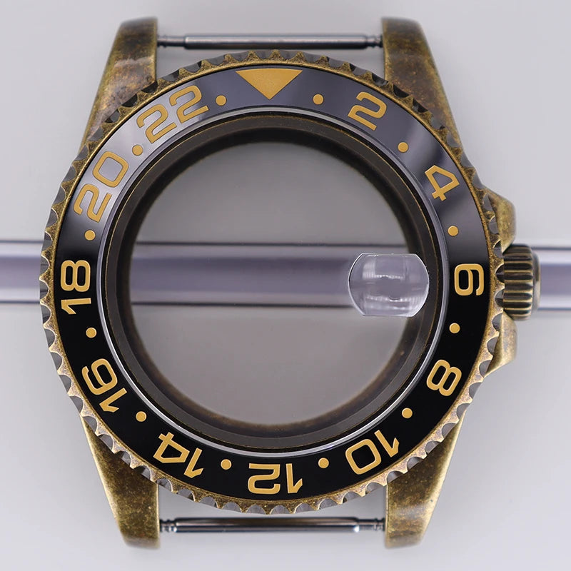 40mm Bronze SUB Watch Case Bezel For NH35/36 GMT NH34/38 4R36 Sapphire Crystal
