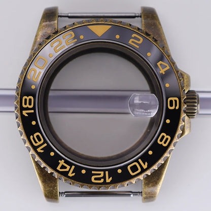 40mm Bronze SUB Watch Case Bezel For NH35/36 GMT NH34/38 4R36 Sapphire Crystal