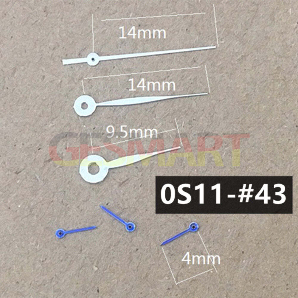 Blue small second watch hand, 14mm silver tip, compatible with Miyota 0S11 movement, precision accessory.