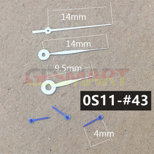 Blue small second watch hand, 14mm silver tip, compatible with Miyota 0S11 movement, precision accessory.