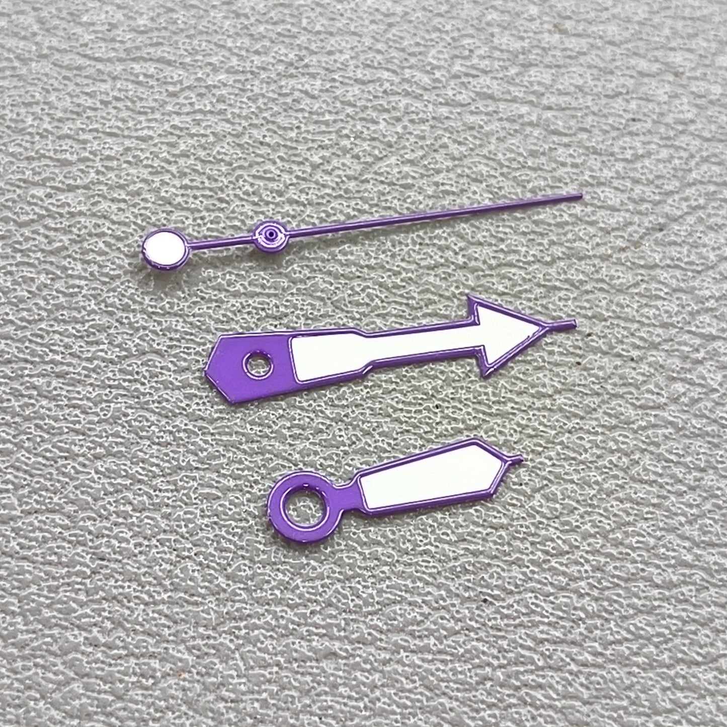 2 Sets Green Lume Purple Trim White Painted Watch Hands for NH35 NH36 7S26