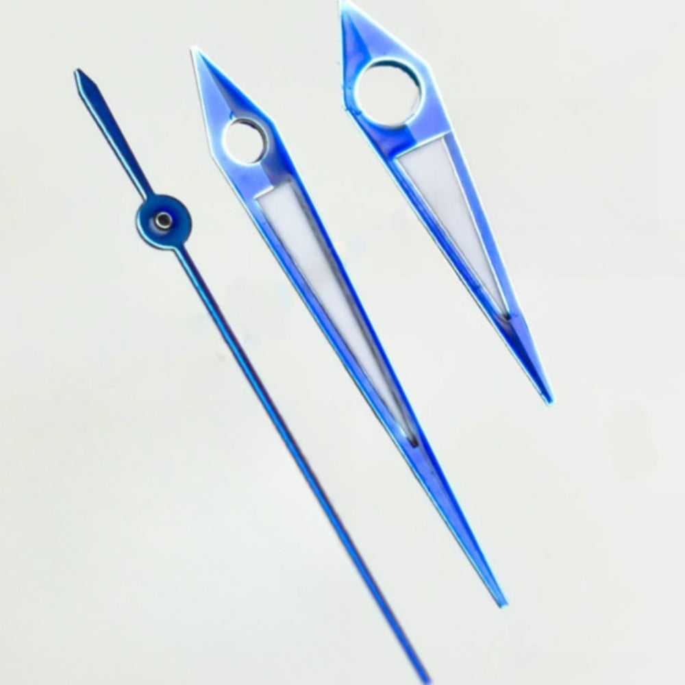 Blue trim green lume watch hands, compatible with Japan Made 8200 8205 movements, model #8290.