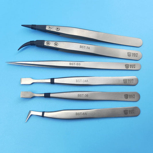 PTFE tweezer with anti-magnetic, anti-static properties and wear-resistant stainless steel handle for precise watch accessory handling.