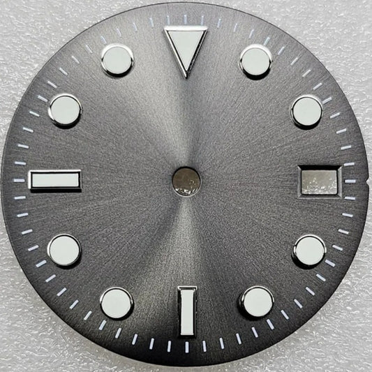 Grey 29mm Enamel Vintage Green Lume Watch Dial for NH35 Mechanical Automatic