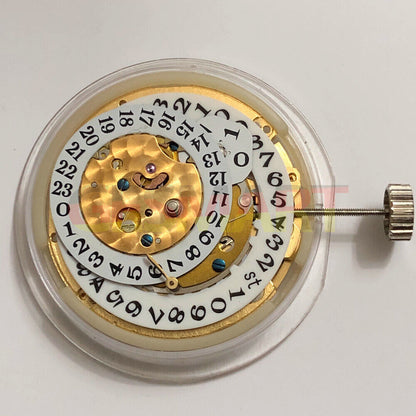 Multifunctional automatic watch with mechanical movement, 24-hour dial, and date at 2.