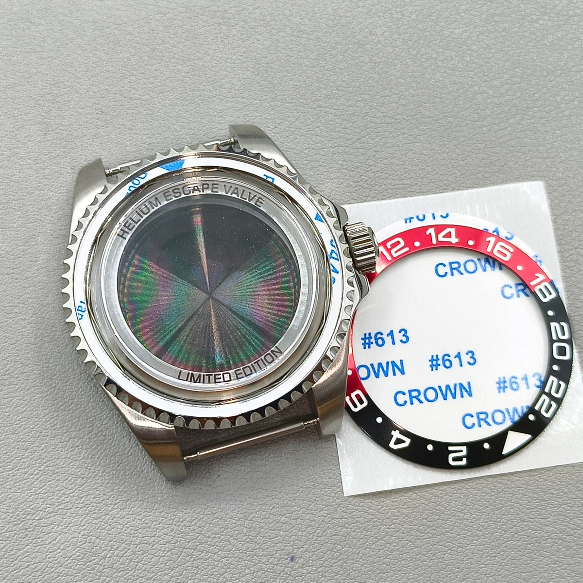 44mm Watch Case for Deep SEA for NH34 NH35 NH36 Black Red Bezel Solid Back