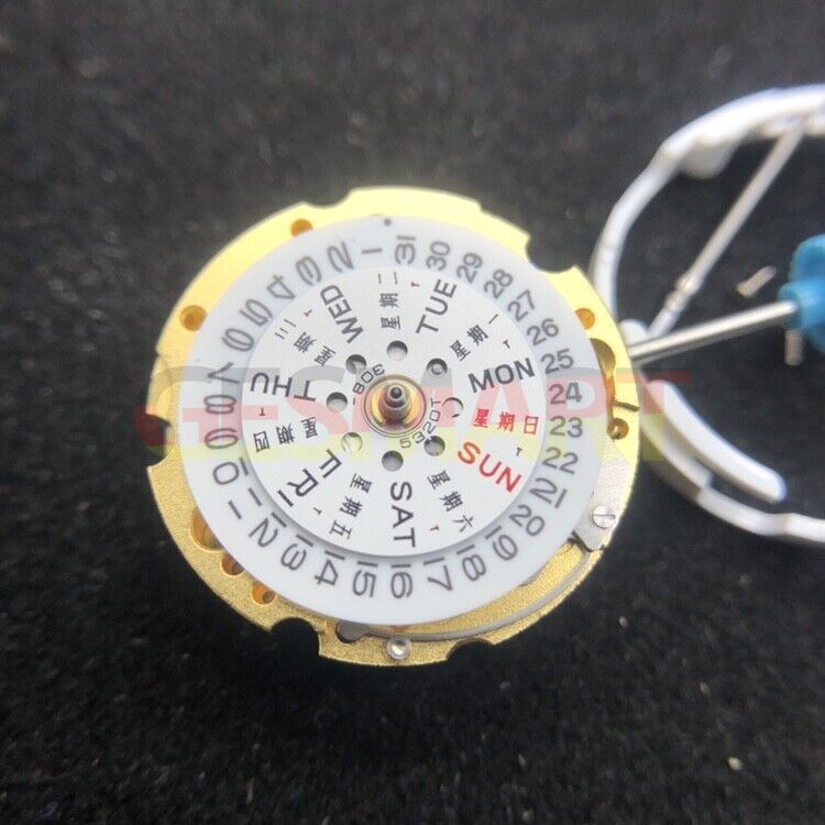 Miyota 6T51 golden plated automatic mechanical watch movement for precise timekeeping.