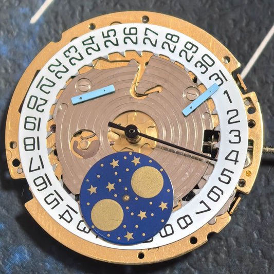 Swiss Made ISA8171 Quartz Movement Golden Movement Watch Part Moonphase