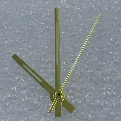 Golden trim green lume watch hands for Miyota 8285 movement, fits 31mm dial, enhancing visibility and style.
