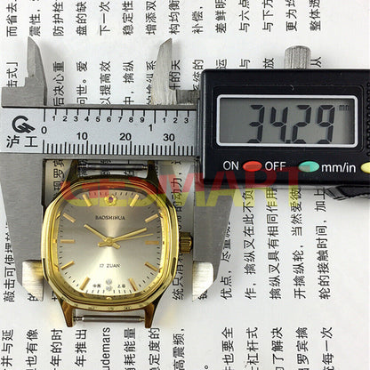 Montre mécanique manuelle Shanghai Golden Nail, cadran marron clair, boîtier octogonal