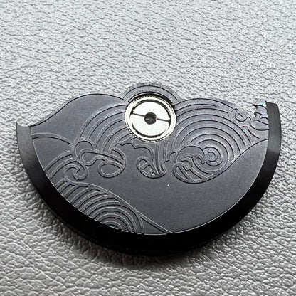 Black Modified Auspicious Cloud rotor oscillating weight for NH35 NH36 watch movements, precision fit.