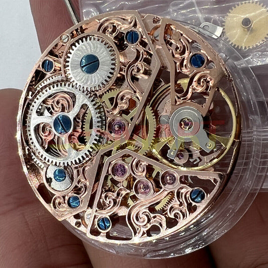 China Made ST3600 6497 carved hollow manual mechanical watch movement showcasing precision craftsmanship.
