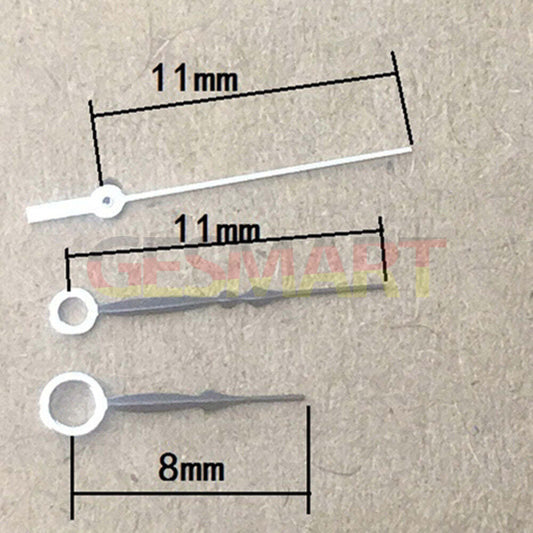 Aiguilles de montre noires non lumineuses de 11 mm pour mouvement à quartz Miyota 8205