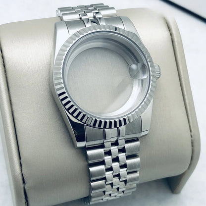 36mm/40mm Fluted Bezel Case Sapphire Glass For Mod  Steel Case Fit Nh35 Nh36