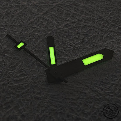 Black Trim C3 Green Lume vintage watch hands with luminous detail for NH34 NH35