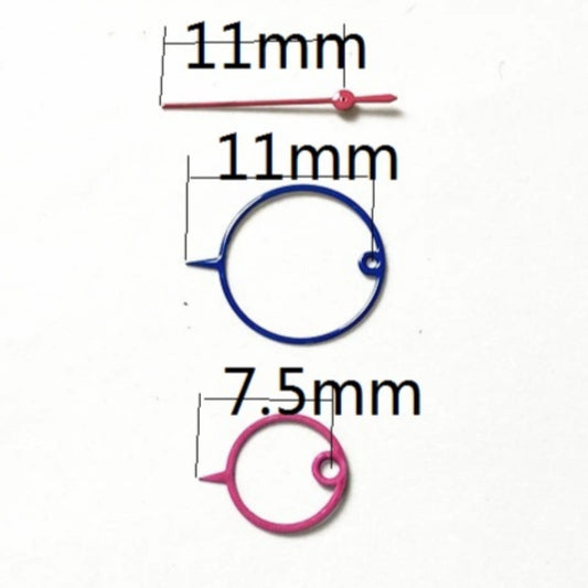 Aiguilles de montre à grand anneau bleu rose violet de 11,5 mm pour mouvement à quartz Miyota 2035