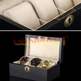 Wooden Watch Box Organizer Case 3 Slots Black/Brown Storage Box Display