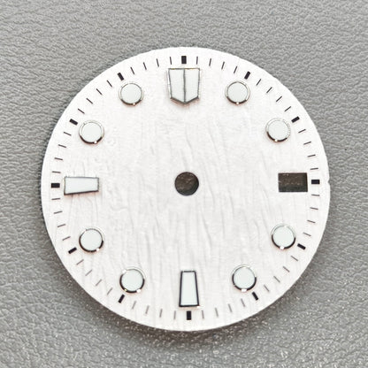28.5mm White Tree Grain No Logo Green Lume Watch Dial For NH35 Movement