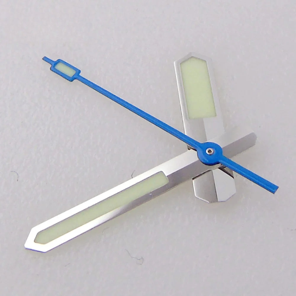 C3 Silver trim blue watch hands set, compatible with NH35A NH36A NH38 NH70 NH72 automatic movements
