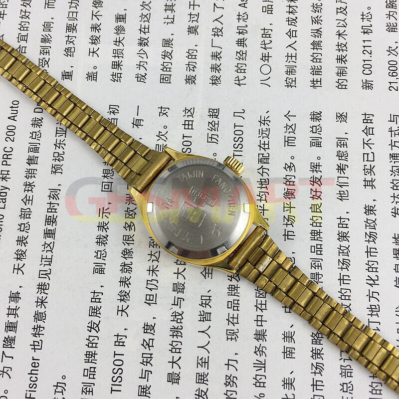 24mm SHANGHAI HAIDA Manual Mechanical Lady Watch Golden Nail Square Case