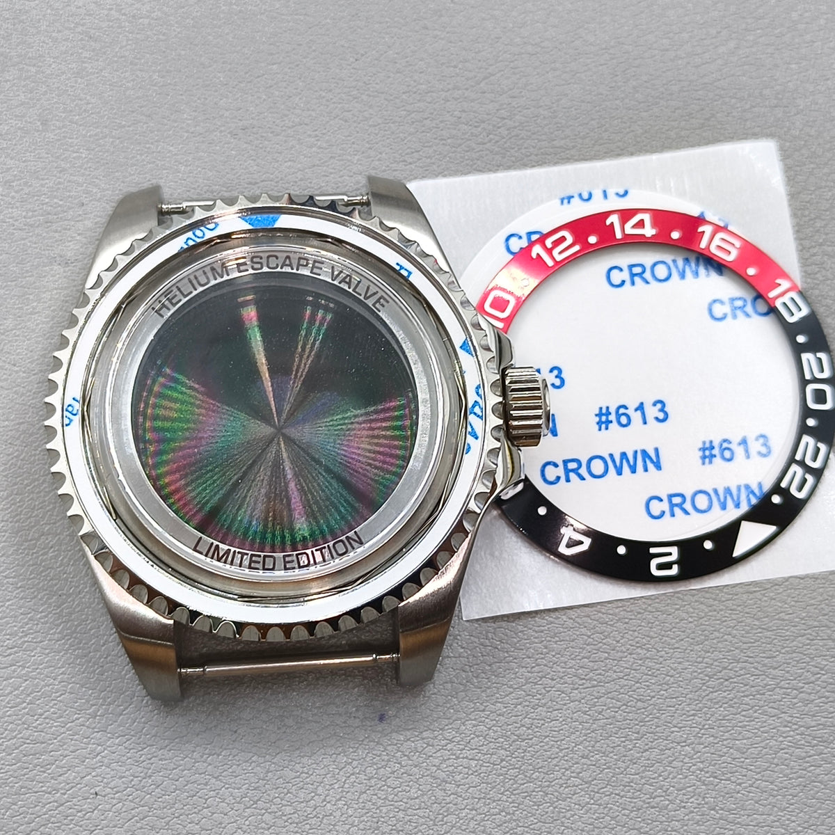 44mm Watch Case for Deep SEA for NH34 NH35 NH36 Black Red Bezel Solid Back