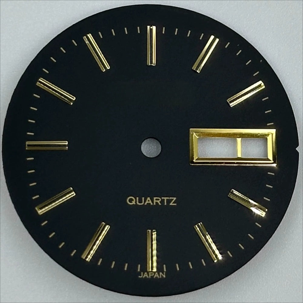 Schwarzes, 29,3 mm großes, modifiziertes Datejust-Zifferblatt mit goldenem Nagel und ohne Leuchtmasse für das Uhrwerk 2305
