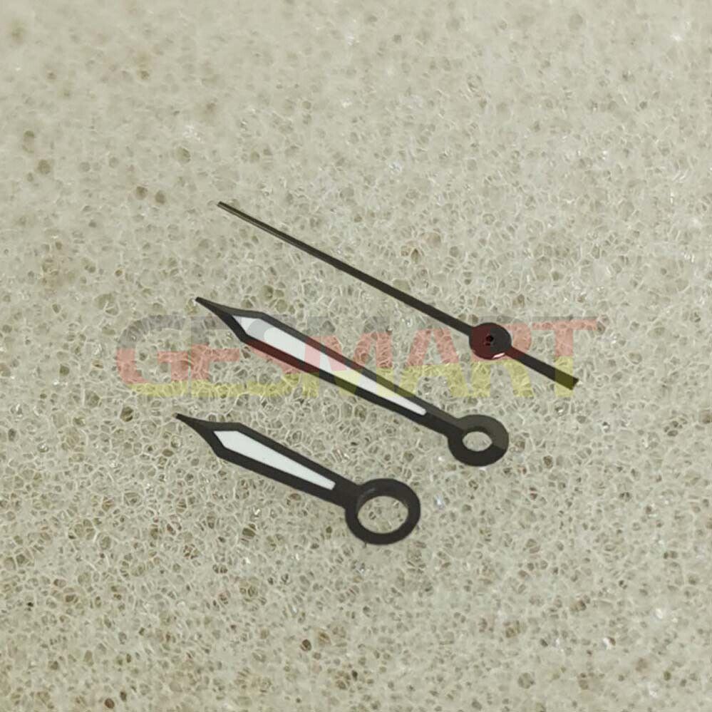 Green luminous watch hands with black trim, compatible with NH35/NH36/4R/7S movements, ideal for watch repair.