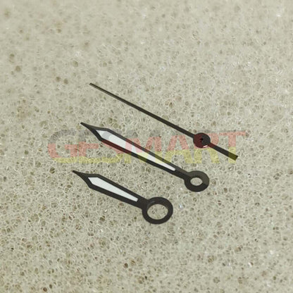 Green luminous watch hands with black trim, compatible with NH35/NH36/4R/7S movements, ideal for watch repair.