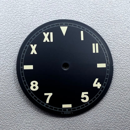 39mm Green Luminous Black Watch Dial Suitable for ETA 6497 6498 Movement
