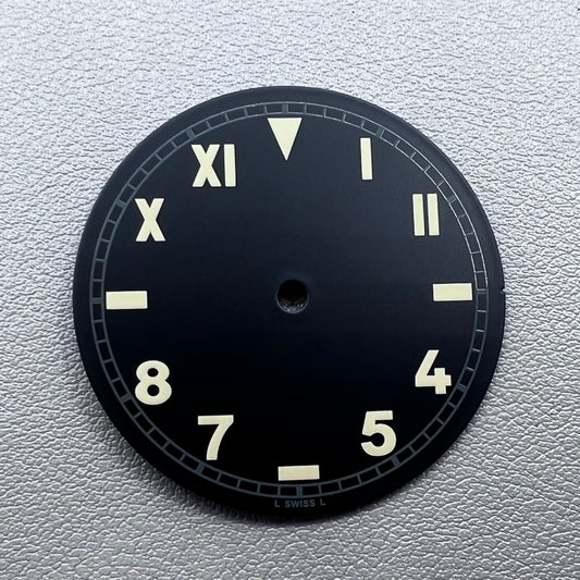 39mm Green Luminous Black Watch Dial Suitable for ETA 6497 6498 Movement