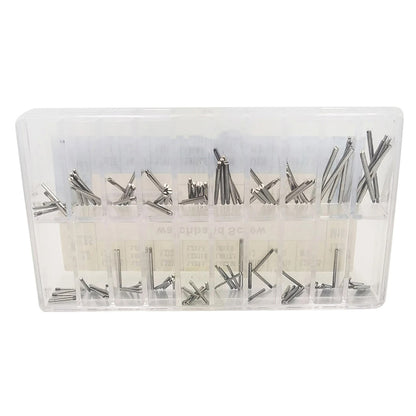 100Pcs stainless steel screws for Rolex watch bands, versatile sizes for strap repair and adjustment.