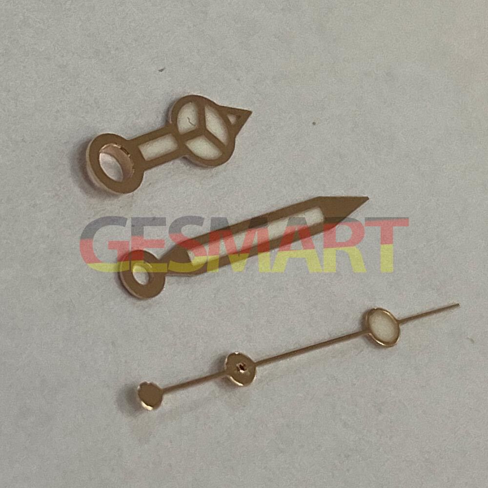 Silver and golden blue luminous 3 watch hands for NH35/NH36 movement, perfect for watch repairs.