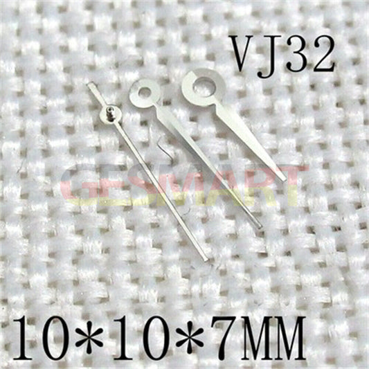 Aiguilles de montre pointues à 3 aiguilles, 10 x 10 x 7 mm, finition argentée, pour mouvement Epson VJ32