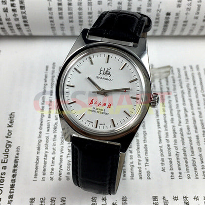 Shanghai Factory 37mm 7120 men's manual mechanical watch with shock-resistant design and classic style in stainless steel.
