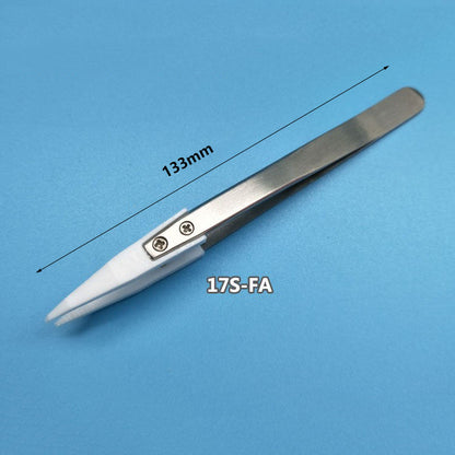 PTFE Teflon pointed tweezer, anti-static and acid resistant, ideal for precision work.