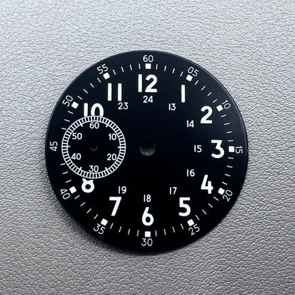 39mm green luminous watch dial for ETA 6497 Seagull ST3600 with small second at 9,.