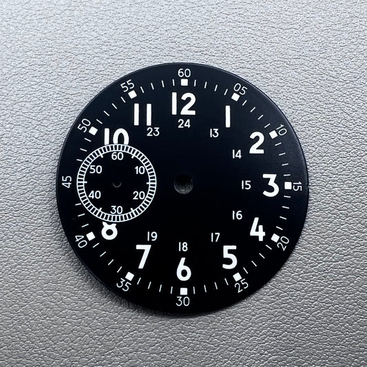 39mm green luminous watch dial for ETA 6497 Seagull ST3600 with small second at 9,.
