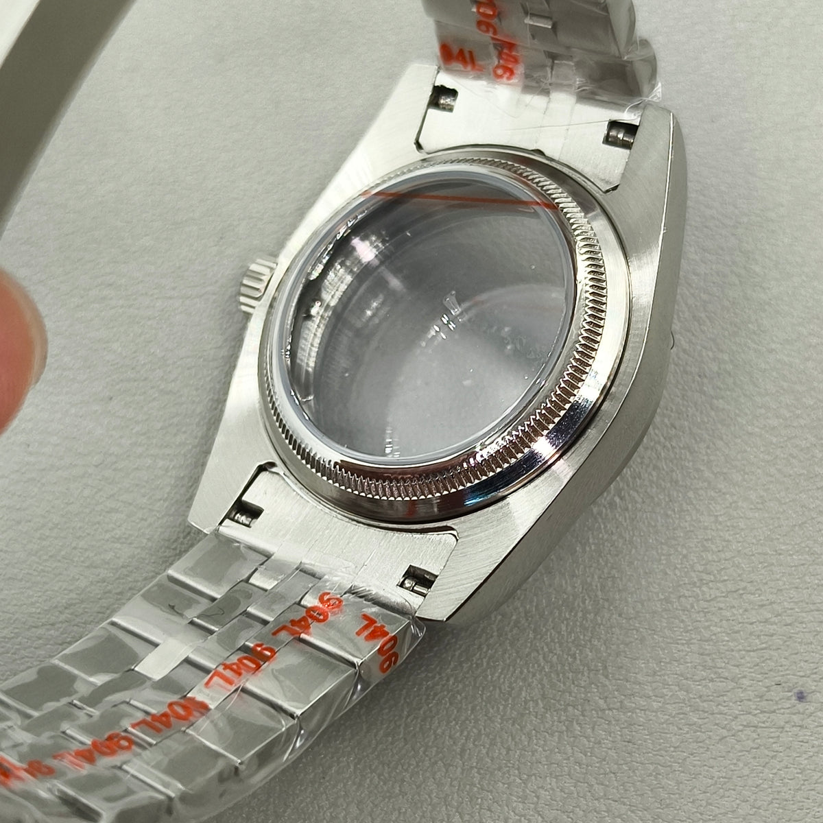 36mm Silver Watch Case Bevel Edge Bezel Sapphire Glass For NH35 NH36 NH38