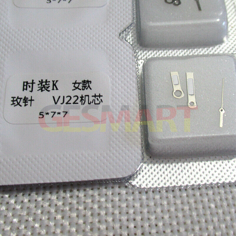 Silver and rose gold 5x7x7mm lume watch hands for Epson VJ22, enhancing visibility and style.