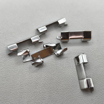 6 PIECES Silver Polished Steel Curved End Links Spring Bars Bracelet Watch Band Strap